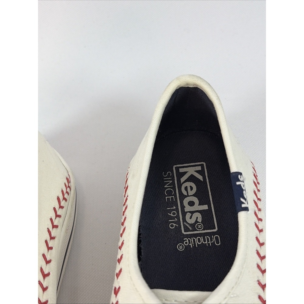 Keds Kickstart Pennant Shoes Women's Sz 9.5 Off White Baseball Stitched Comfort - Picture 12 of 14